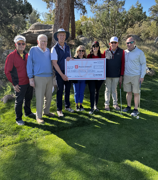A check presentation at the Prescott Valley golf outing to the Phoenix Children's Hospital.